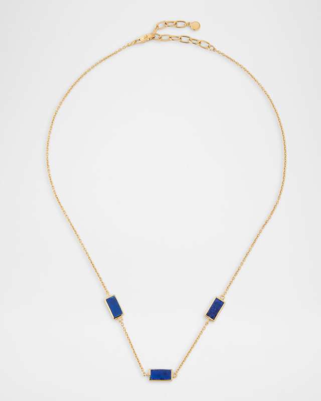 Three Station Rectangle Dash Necklace